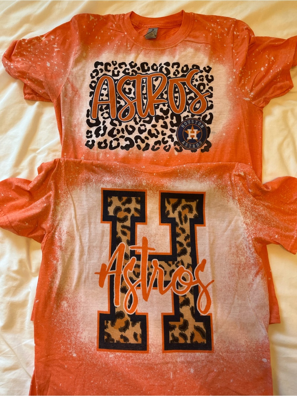 Houston Astros Women's T-Shirts, Set of 2 - S - Cheetah, Animal Print, Baseball